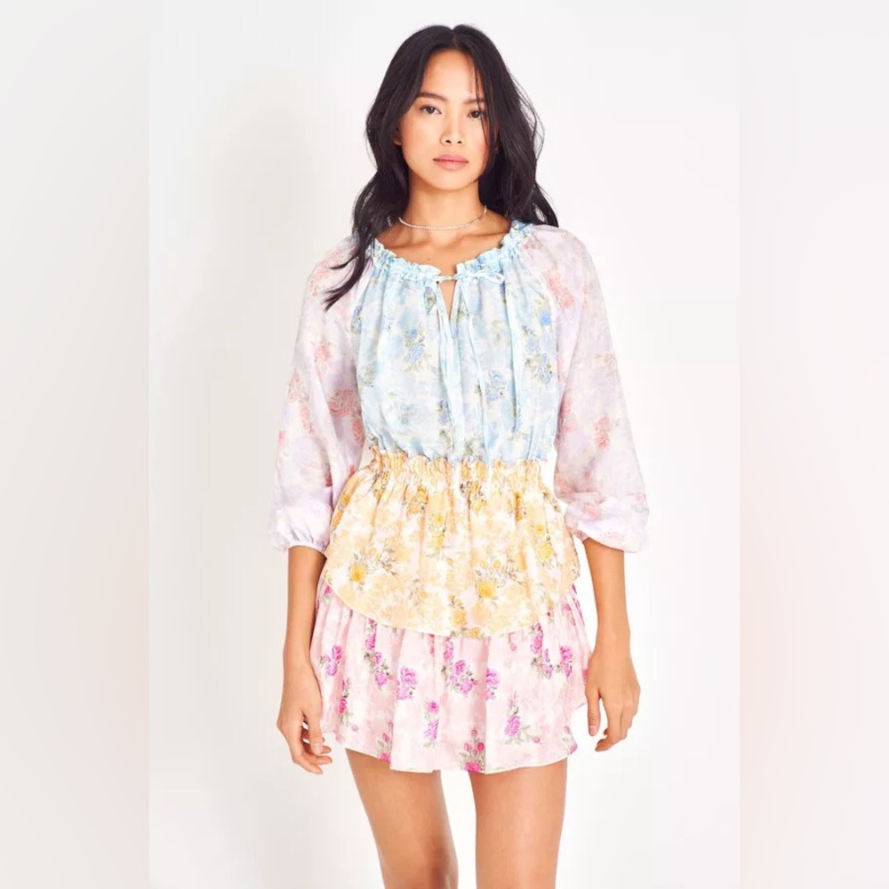 LoveShackFancy Silk Popover Mini Dress